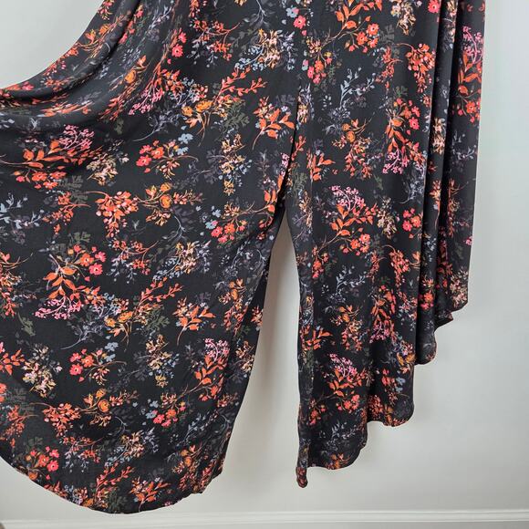 1.State Black Floral Sleeveless‎ Asymmetrical Wide Leg V-Neck Jumpsuit Size XL - Picture 4 of 9